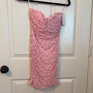 Floral Pink Ruched Dress